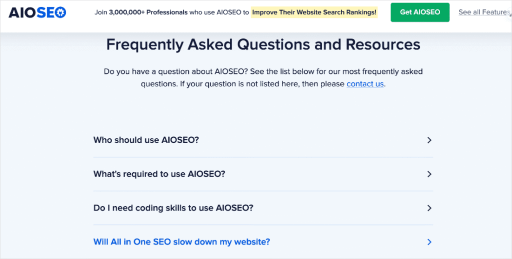 Example of FAQs