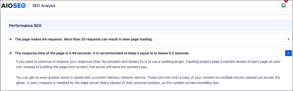 SEO分析のフィードバック