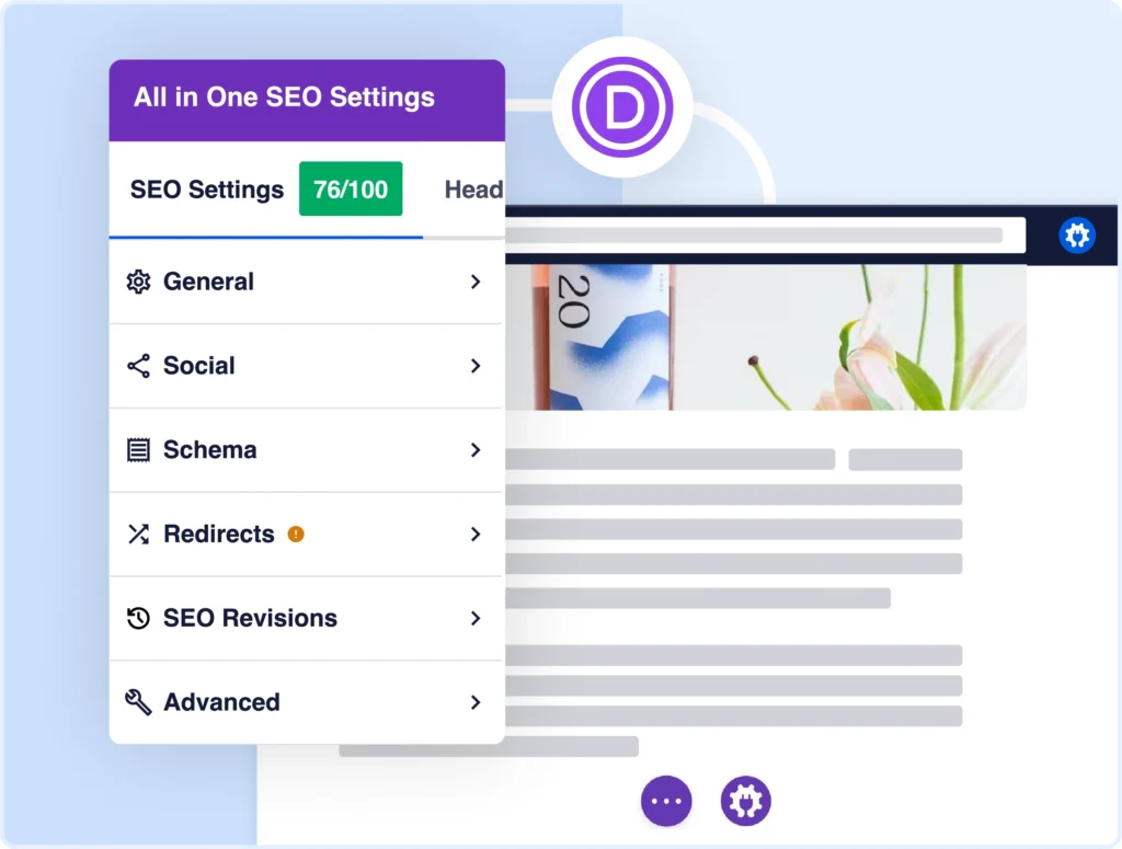 AIOSEO integrates with the Divi Builder so you can optimize for SEO in your regular Divi workflow.