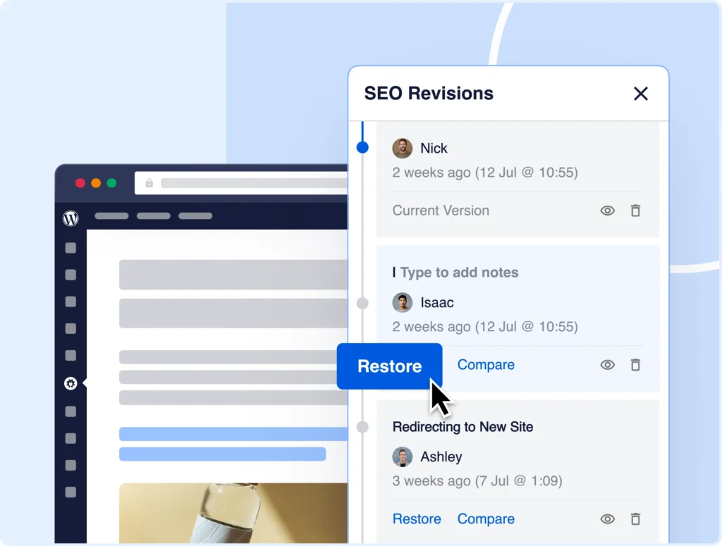 1クリックでSEO設定を復元。