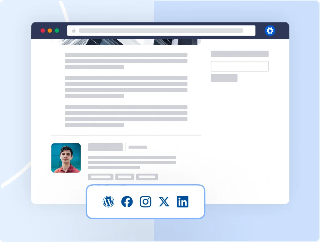 著者の経歴にソーシャルメディアのプロフィールを追加する。