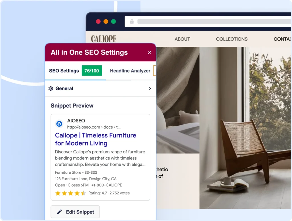 See your Google snippets when optimizing in the Elementor Builder.