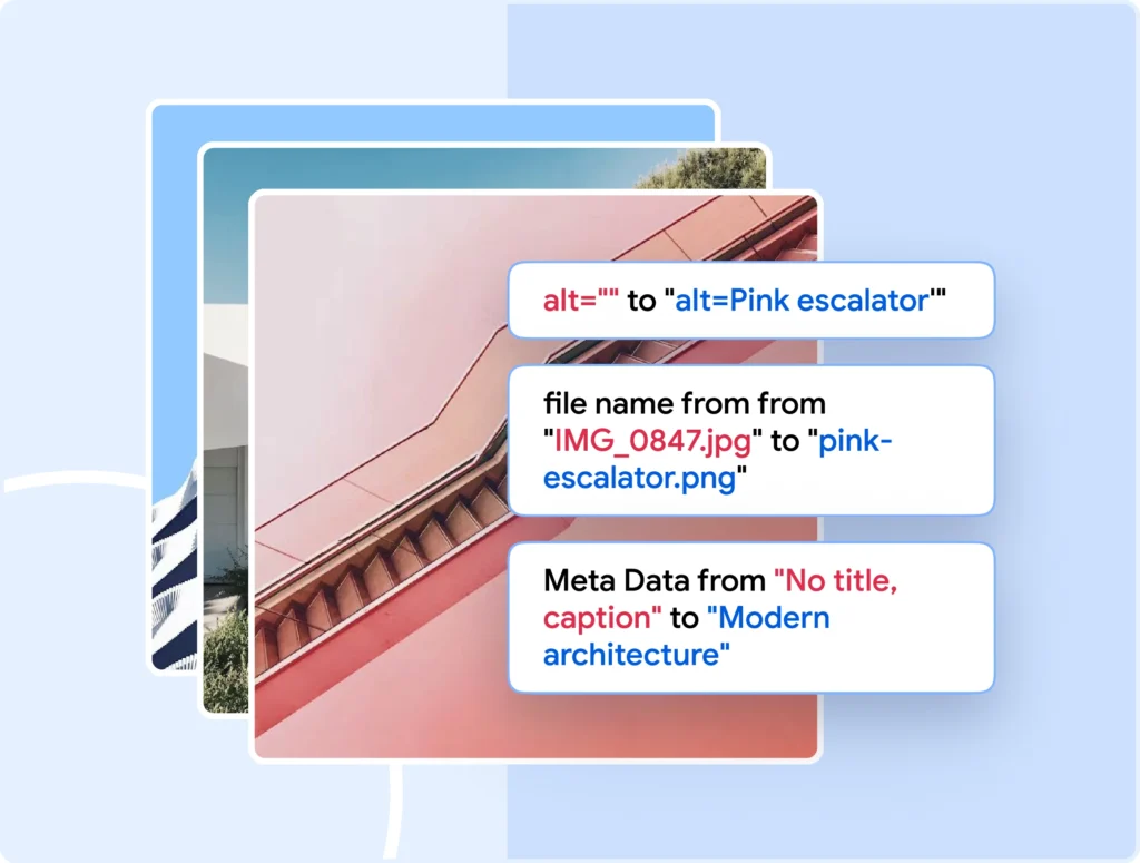Use bulk image optimization tools to fix hundreds of unoptimized images in seconds.