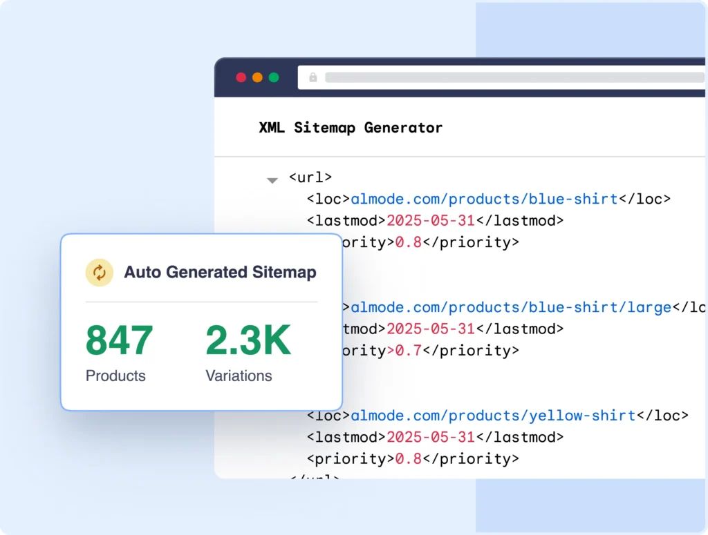 XMLサイトマップに商品属性とバリエーションを自動的に含める。